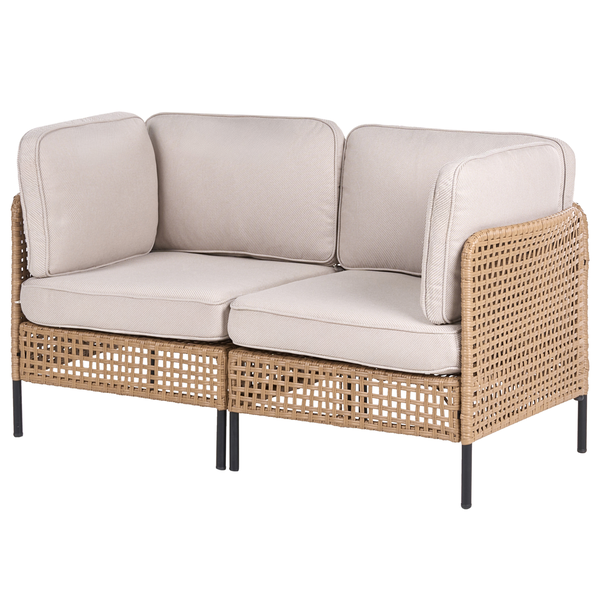 Gartencouch für zwei Personen mit Rattanrahmen und Polster