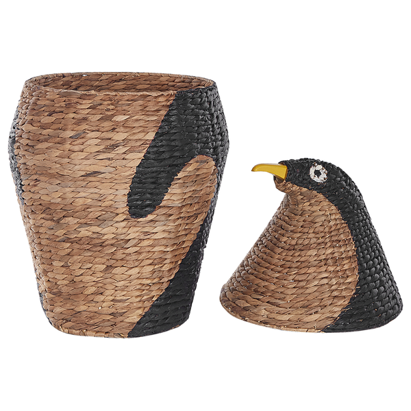 Dekorative Papiertonne aus Wasserhyazinthe mit Pinguin-Motiv