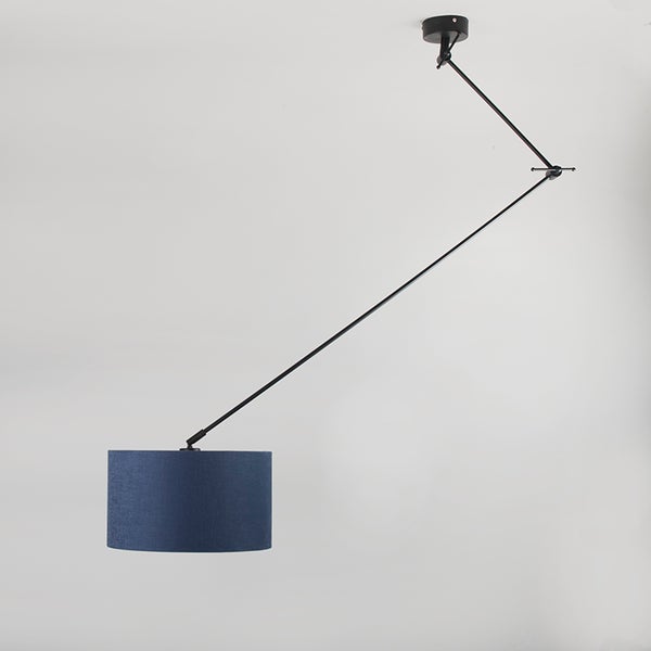 Hängelampe schwarz mit Lampenschirm 35 cm blau verstellbar - Blitz I