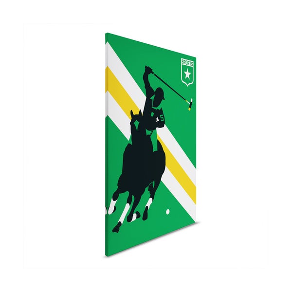 Leinwandbild mit Polo-Motiv, Reiter auf Pferd mit Schläger