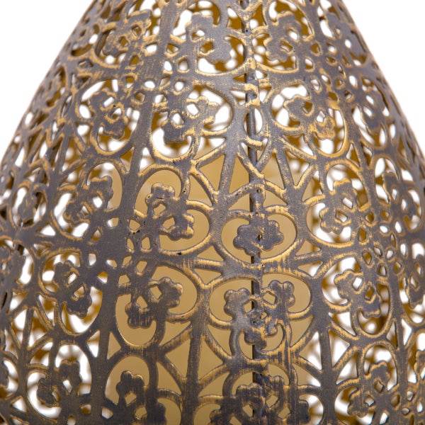 LED Dekoleuchte 27,8 cm hoch in Antik-Gold, für Außen,  aus Metall und Kunststoff, mit integrierte LED