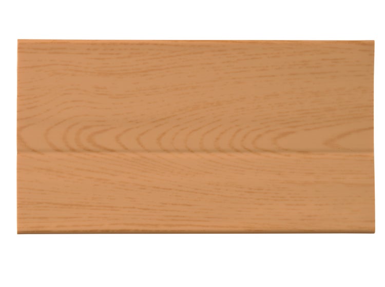 Stück einer Sockelleiste mit Holzoptik Oberfläche