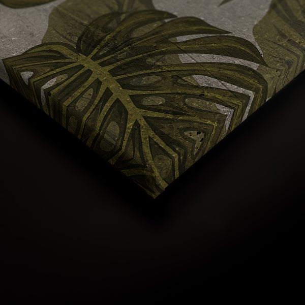 Wandbild auf Leinwand mit Monstera Blätter Motiv in Nahaufnahme