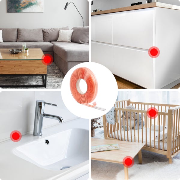 Ecken- und Kantenschutz an Möbeln im Wohnzimmer, Küche, Bad und Kinderzimmer angebracht