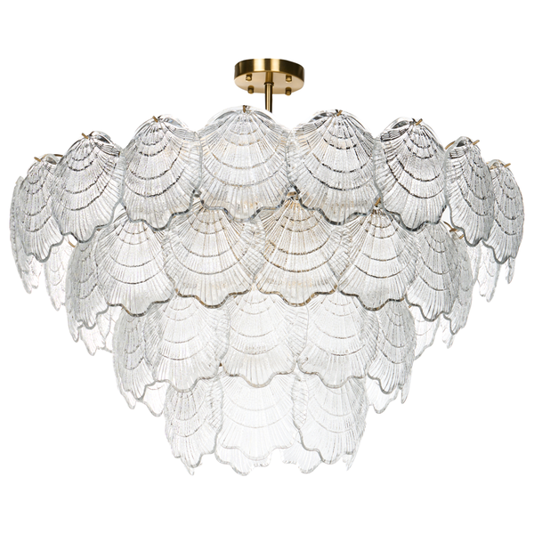 Kronleuchter mit Glasverzierungen in Muschelform