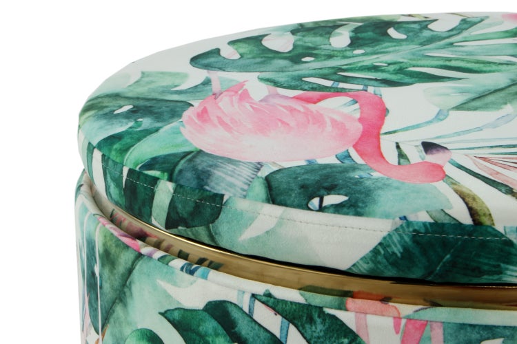 Hocker florales Muster, mit Stauraum Multi / Grün Rund Ø 53 cm