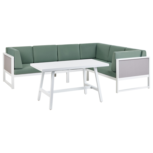 Garten Ecksofa mit Tisch 6-Sitzer CASTELLA/FRATTE linksseitig Metall Grün