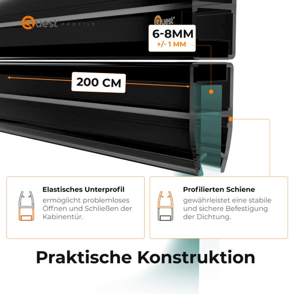 Quest Profil mit einer Länge von 200 cm und einer Dicke von 6 bis 8 Millimeter