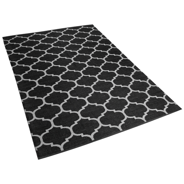 Outdoorteppich ALADANA 160 x 230 cm Schwarz / Weiß Zweiseitig