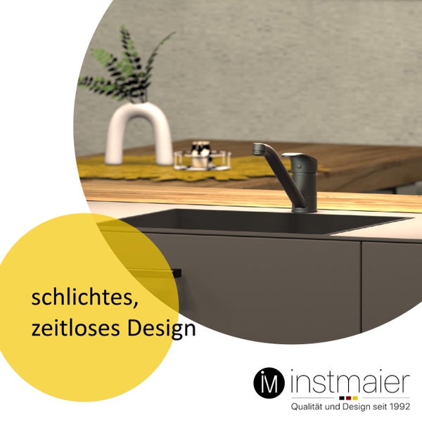 instmaier Niederdruck Küchenarmatur K1 | 360° schwenkbar | Wasserhahn Küche | Spültischarmatur Schwarz Matt | mit Zentralverschraubung