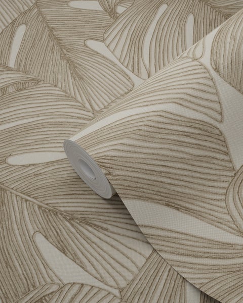Origin Wallcoverings Tapete 3D Muster Blätter Beige - 50 x 900 cm - 347916