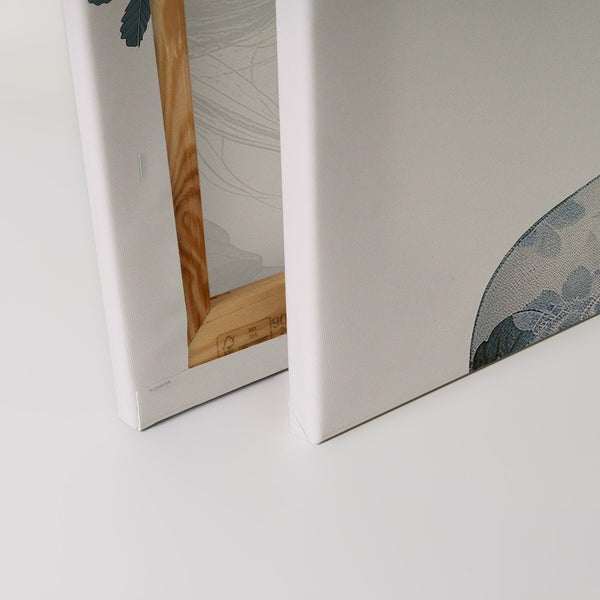 Detailansicht einer Leinwand mit Holzrahmen