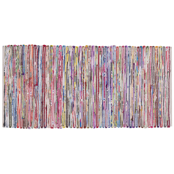 Teppich Baumwolle bunt-weiß 80 x 150 cm abstraktes Muster Kurzflor BARTIN