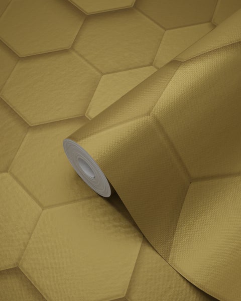 Origin Wallcoverings Tapete 3D Wabenmuster Gold - 53 cm x 10.05 m - 347971