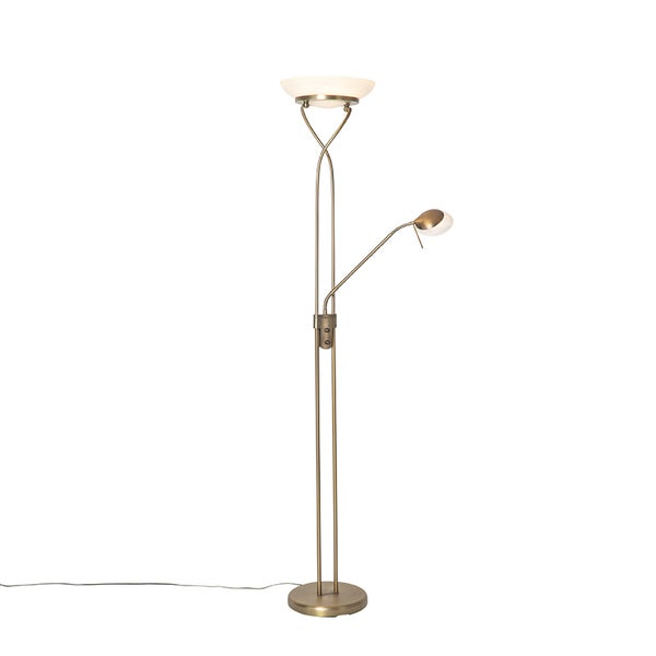 QAZQA - Modern Stehlampe Bronze inkl. LED und Dimmer mit Leselampe - Empoli Dimmer I Dimmbar I Wohnzimmer I Schlafzimmer I Deckenfluter - Stahl Länglich - I (nicht austauschbare) LED