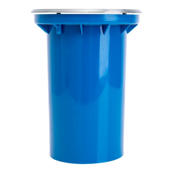 Blauer Siphon mit Metalleinfassung