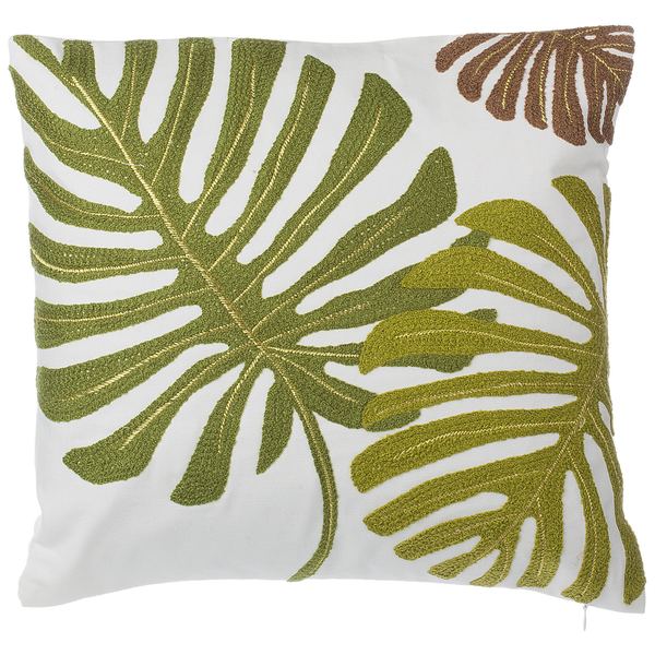 Dekokissen 2er Set ZENOBIA Baumwolle 45 x 45 cm Dunkelgrün Pflanzenmuster