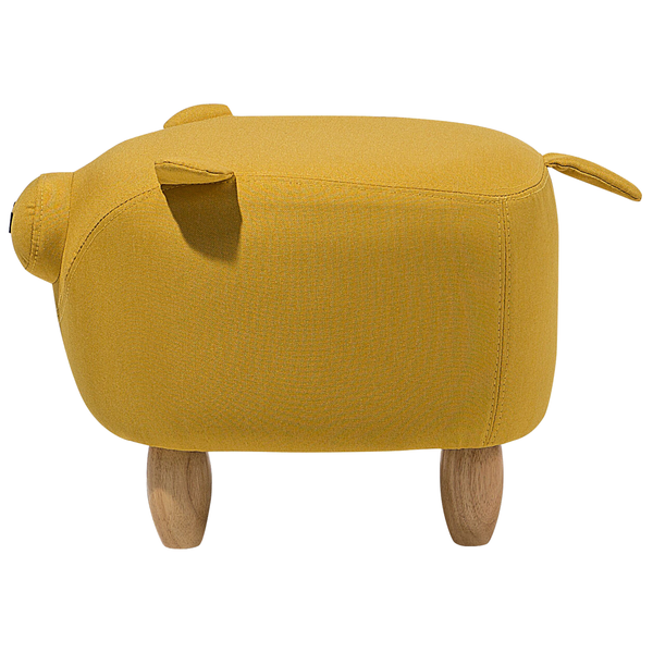 Gelber Schwein Hocker mit Holzbeinen