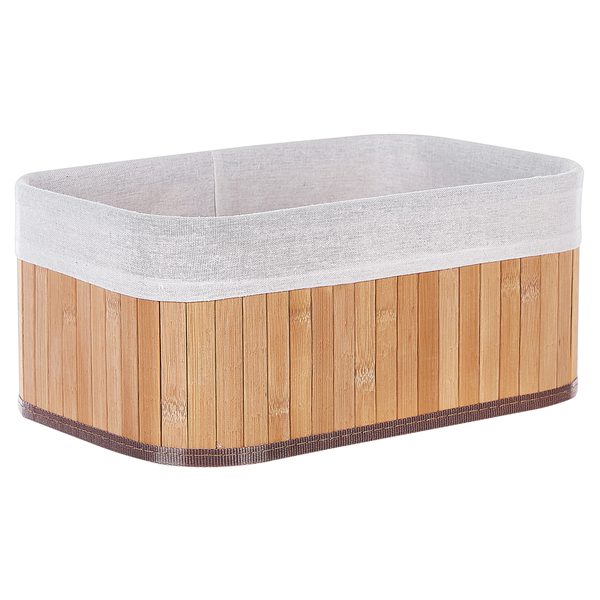 Aufbewahrungskorb aus Bambus mit Stoffeinsatz