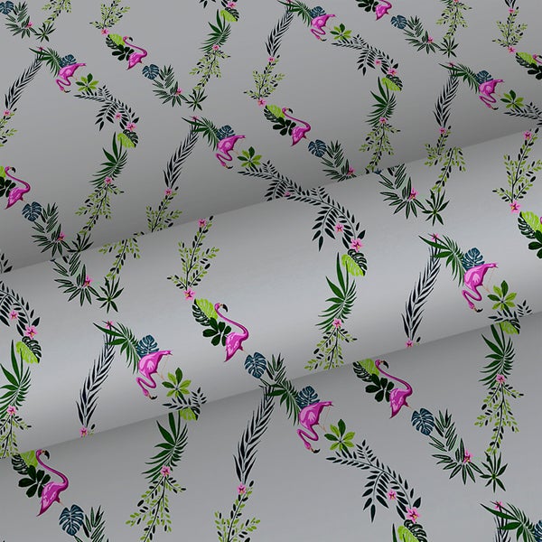 Walls4You Tapete tropische Pflanzen Grau und Grün - 53 cm x 10 m - 640107