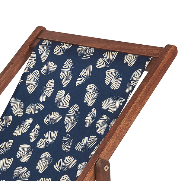 Set mit 2 klappbaren Liegestühlen ANZIO mit Ersatzstoffen Blumenmuster Akazienholz Dunkelbraun