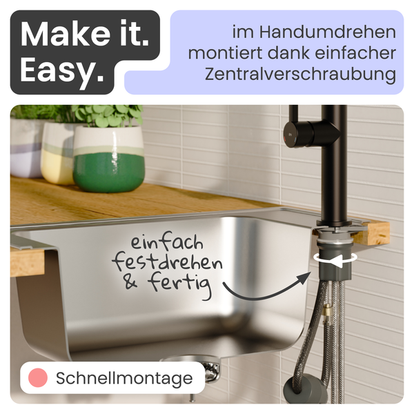 Spültischarmatur mit Schnellmontage-System für einfache Installation