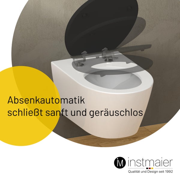 instmaier WC Sitz WC2M | FSC zertifiziertes Holz | Toilettendeckel mit Absenkautomatik | Klobrille Schwarz Matt | Oval | Nachhaltig | MDF-Holzkern
