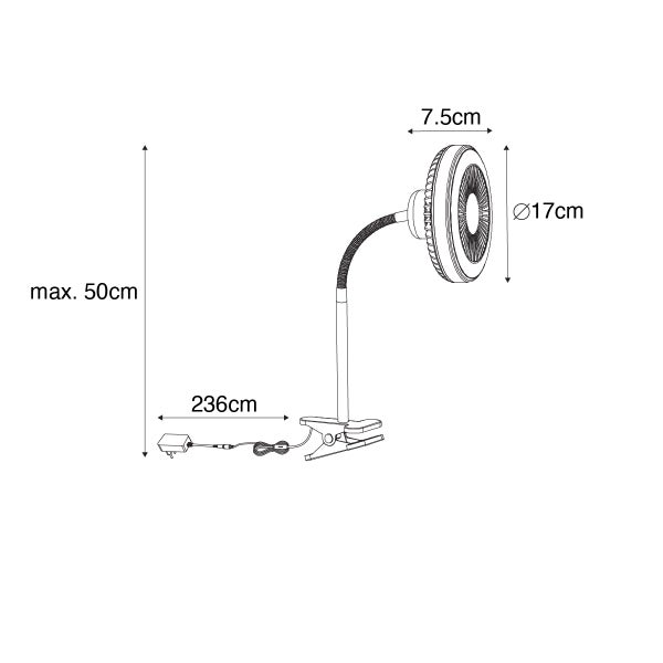 Tischventilator schwarz inkl. LED 2700K - Dores