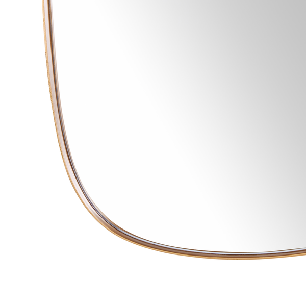 Detailansicht eines Spiegels mit abgerundeten Ecken und Rahmen