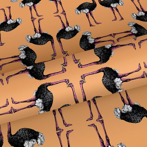 Walls4You Tapete Flamingos Orange und Schwarz - 53 cm x 10 m - 640120
