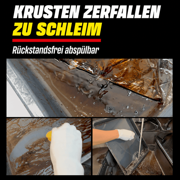 Detailansichten von Backblechreiniger der Krusten auflöst und rückstandsfrei abspülbar ist