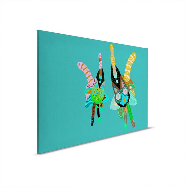 Leinwandbild mit zwei bunten Katzenmotiven