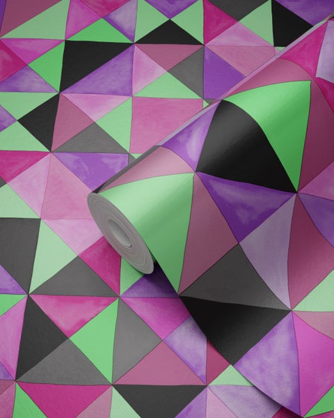 Origin Wallcoverings Tapete kubistisches Muster Rosa und Grün - 53 cm x 10.05 m - 346912