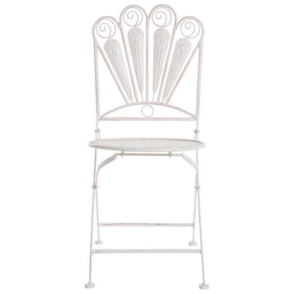 Klappbarer Gartenstuhl aus Metall mit dekorativer Rückenlehne