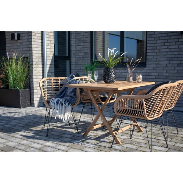 Oline Gartentisch 80x120 cm Teakholz massiv. 80 X 120 X 75 cm