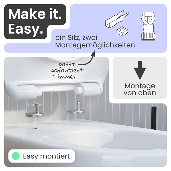 Toilettensitz mit zwei Montagemöglichkeiten