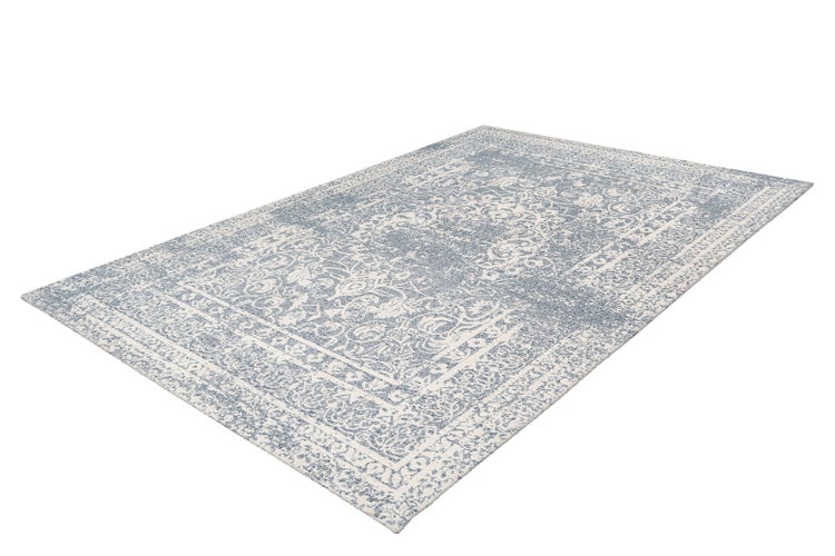 Flachflor Teppich Zola Creme / Blau Vintage 80 x 150 cm