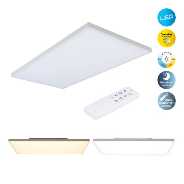 LED Panel-Deckenleuchte CARENTE Länge 59,5 cm, rahmenlos, viele Funktionen, aus Metall und Kunststoff, weiß, integrierte LEDs