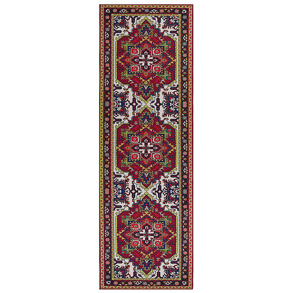 Teppich rot 80 x 240 cm orientalisches Muster Kurzflor COLACHEL