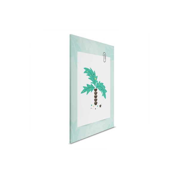 Wandbild mit Palmenmotiv und Büroklammer