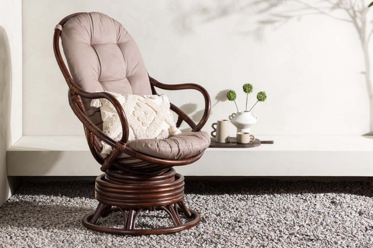 Swing Sessel mit Gartenkissen Nussbaum dekor. 74 X 85 X 108 cm