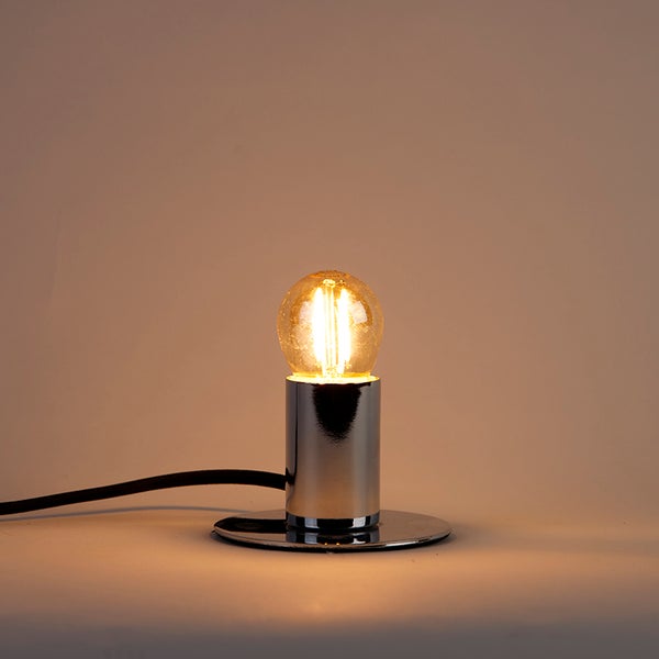 Tischleuchte mit Leuchtmittel auf rundem Sockel