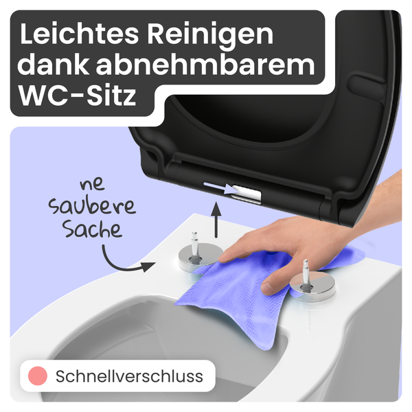 WC-Sitz mit Schnellverschluss zur leichten Reinigung
