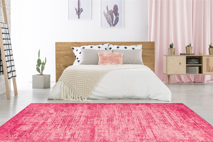 Kurzflor Teppich Quinlan Pink Modern, Vintage-Design 80 x 150 cm