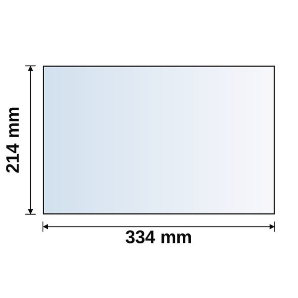 Rechteckiges Paneel mit den Maßen 214 Millimeter Höhe und 334 Millimeter Breite.