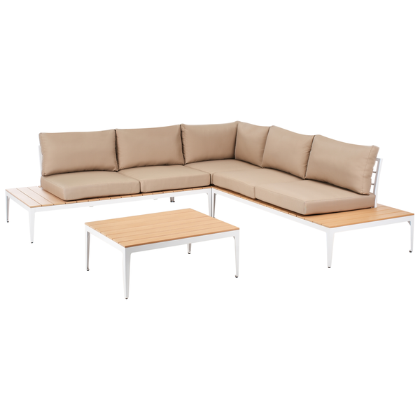 Garten Ecksofa mit Tisch 5-Sitzer POSITANO Hellbraun