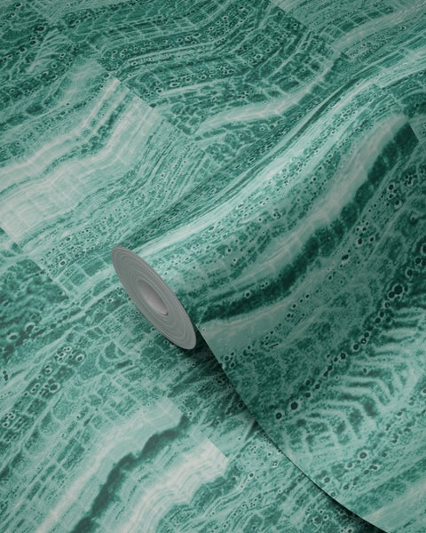 Origin Wallcoverings Tapete Zick-Zack-Mamorstreifen Smaragdgrün - 53 cm x 10.05 m - 337248