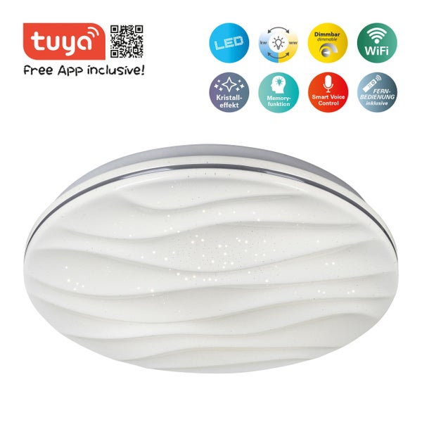 LED Deckenleuchte mit Kristall Effekt, Dimmfunktion, Speicherfunktion und Fernbedienung