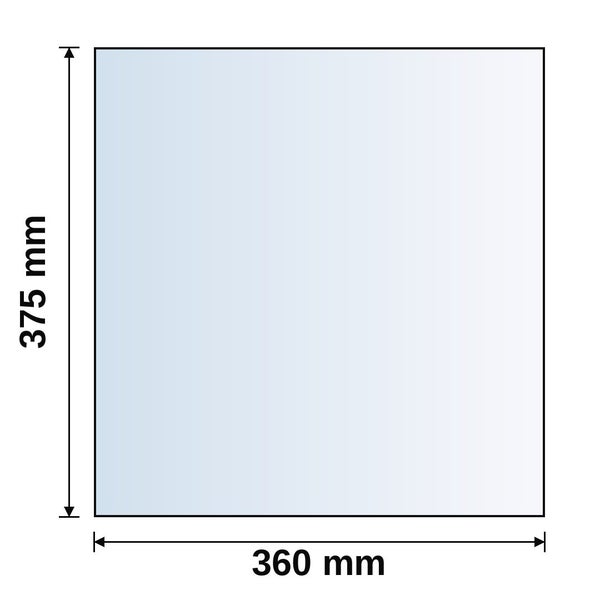 Maßskizze mit Abmessungen von 360 Millimeter Breite und 375 Millimeter Höhe.