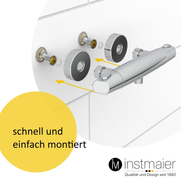 instmaier Duschthermostat T1 | wassersparende Eco-Stop Funktion | Duscharmatur mit einstellbarem Verbrühschutz | Mischbatterie Dusche Chrom | für konstante Wassertemperatur